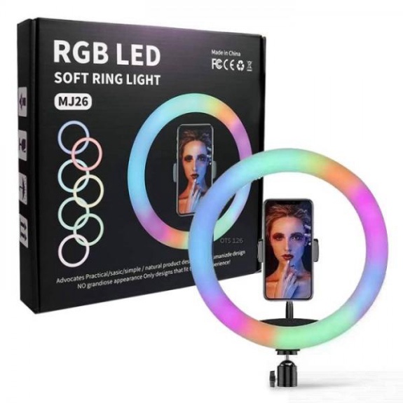 Đèn LED Ring RGB sáng tạo Lives tream 26cm Soft Ring Light chụp ảnh quay video - Max 6000K điện 12V