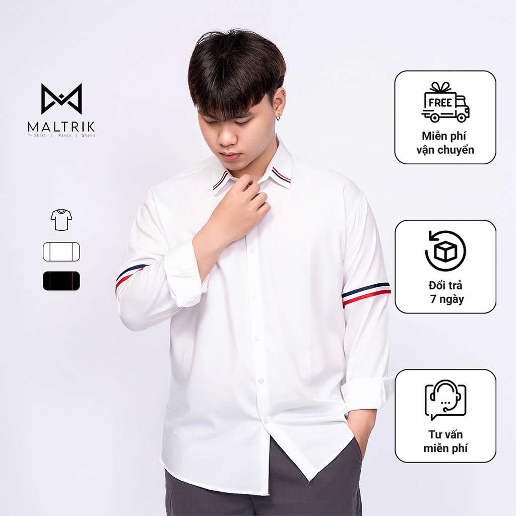 Áo sơ mi cách điệu BIGSIZE Maltrik, áo sơ mi kẻ viền chất lụa kate cao cấp mềm, thấm hút tốt size 80-130kg