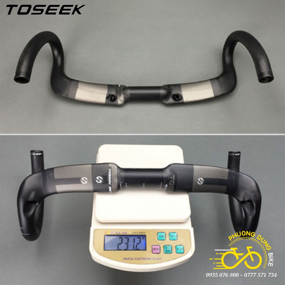 Ghi đông cong dẹp xe đạp road Carbon TOSEEK 420 x 31.8mm