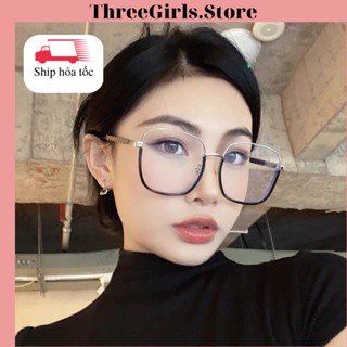 Kính không độ gọng vuông nữ thời trang, mắt kính vuông 0 độ chống ánh sáng xanh, kính mắt hottrend cao cấp ThreeGirls.