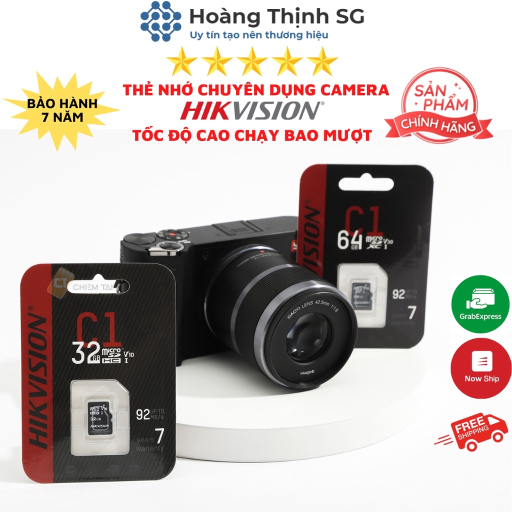 Thẻ nhớ 32GB 64GB microSD Hikvision tốc độ 92MB/S class 10, thẻ nhớ 64GB microSD cho camera - Hàng chính hãng