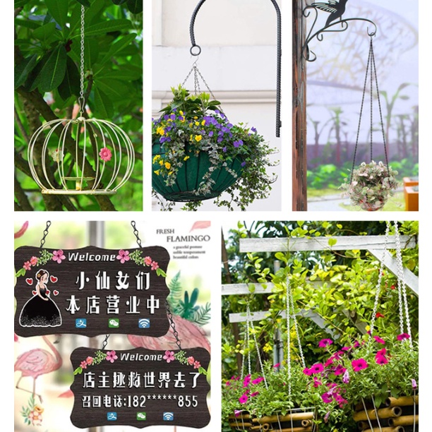 Dây xích treo chậu hoa 3 điểm bằng sắt tiện dụng cho sân vườn