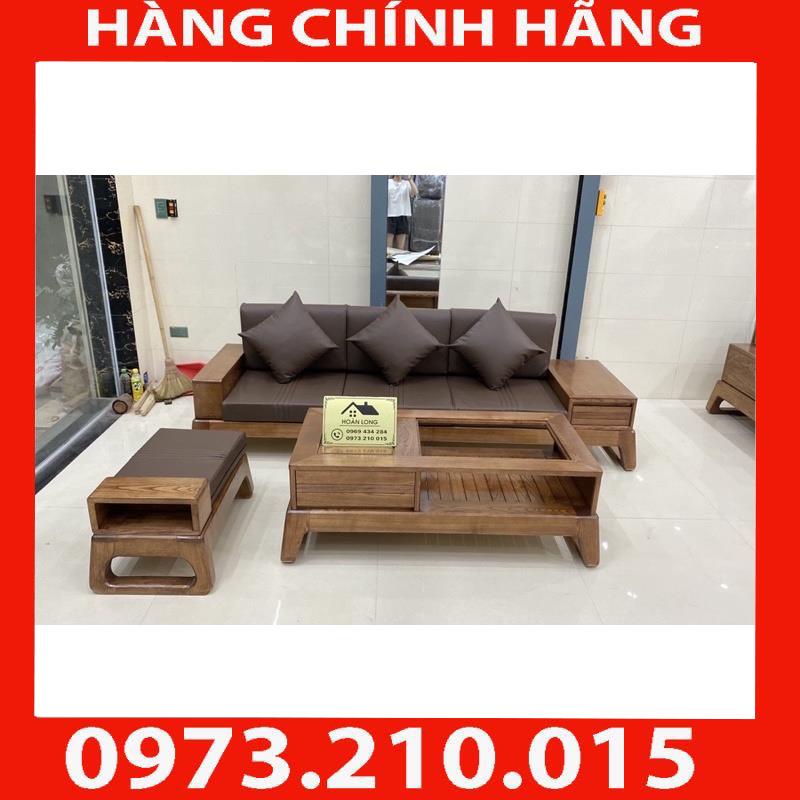 HÀNG CHÍNH HÃNG  Ảnh thật sofa 3 món chân quỳ gỗ sồi nga màu óc chó đen, màu óc chó nâu, màu cánh gián