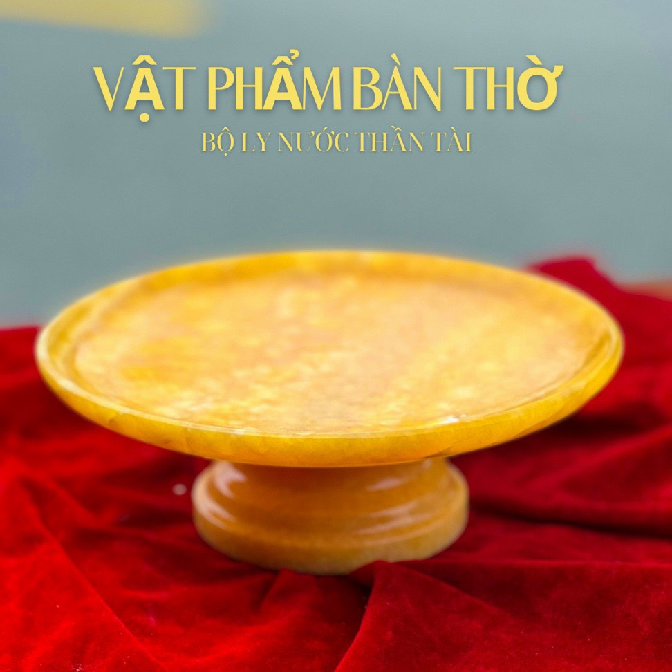 Dĩa thờ, đĩa trái cây đặt bàn thờ đá ngọc hoàng long & đá ngọc pakistan - đường kính 20cm