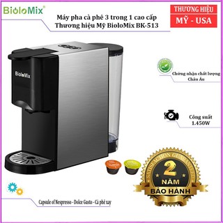 Máy pha cà phê Espresso 3 trong 1 Biolomix BK-513, Áp suất: 19 Bar, Dung tích thùng chứa: 1.6 lít