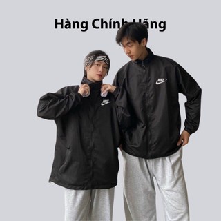 Áo khoác gió Nike black chính hãng đôi nam nữ 2 lớp unisex chất liệu dù cao cấp unisex form rộng brand jacket 