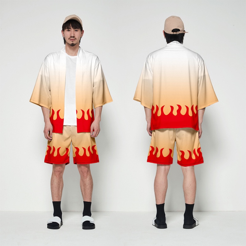 Áo khoác kimono hóa trang nhân vật Zenitsu Tanjirou Nezuko Rengoku Giyuu Demon Slayer Kimetsu No Yaiba.