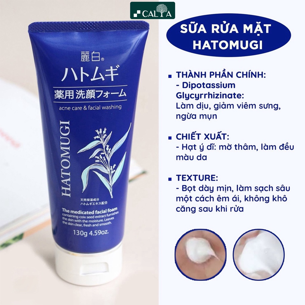 Sữa Rửa Mặt Hatomugi Dưỡng Ẩm, Sáng Da, Ngừa Mụn - Reihaku Hatomugi Cleansing Facial Foam 130g/170g