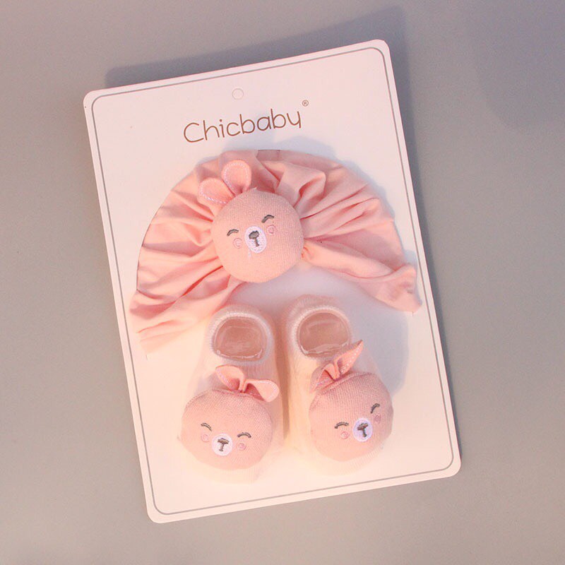 Combo 2 món phụ kiện  mẫu hoạt hình dễ thương cho bé sơ sinh.