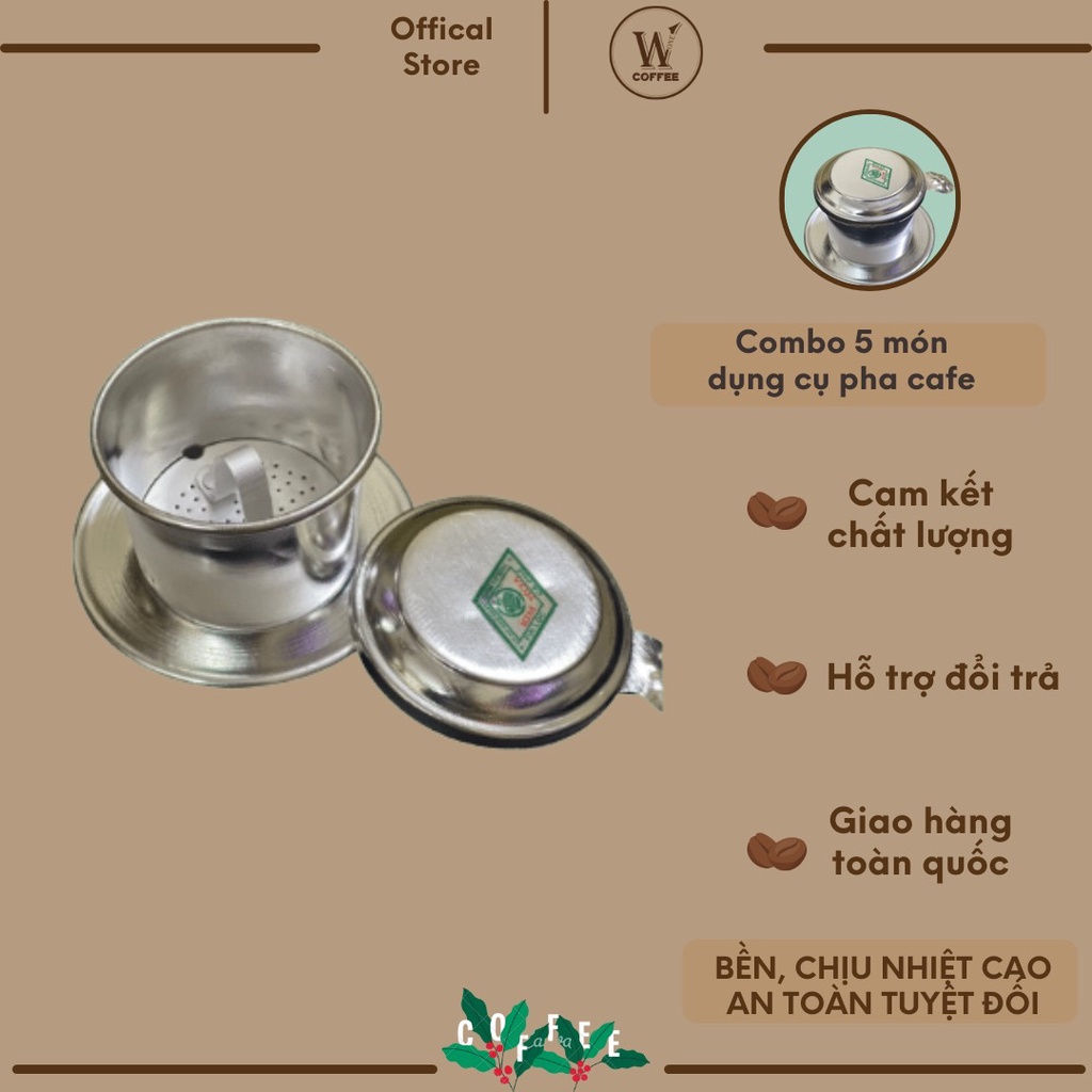 Combo 5 đồ dùng pha cà phê W1coffee