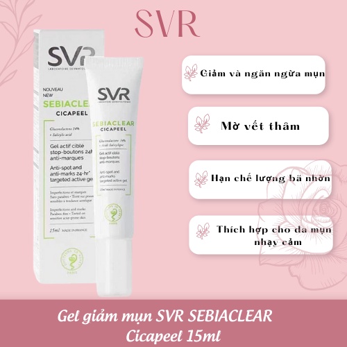 Gel chấm mụn SVR SEBIACLEAR Cicapeel 15ml làm giảm sưng mụn