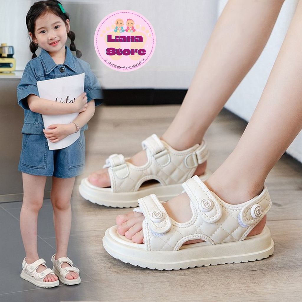 Dép Quai Hậu Cho Bé Gái Phong Cách Hàn Quốc Siêu Nhẹ Quai Dán Đế Cao Su Mềm Chống Trơn Trượt