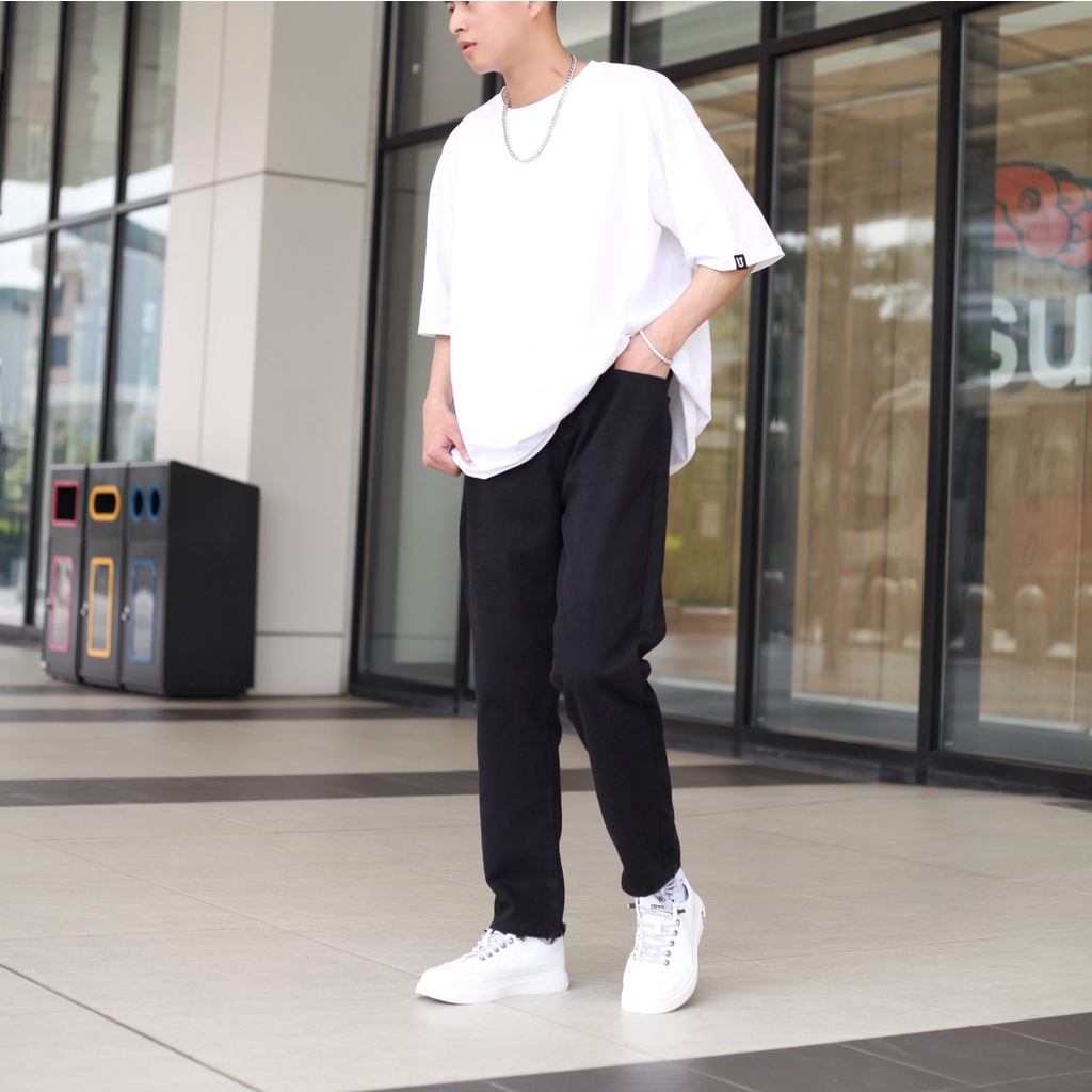 Quần bò baggy nam nữ unisex - quần bò ống suông cao cấp màu xanh đen xám phom rộng pon.mens hà nội hcm