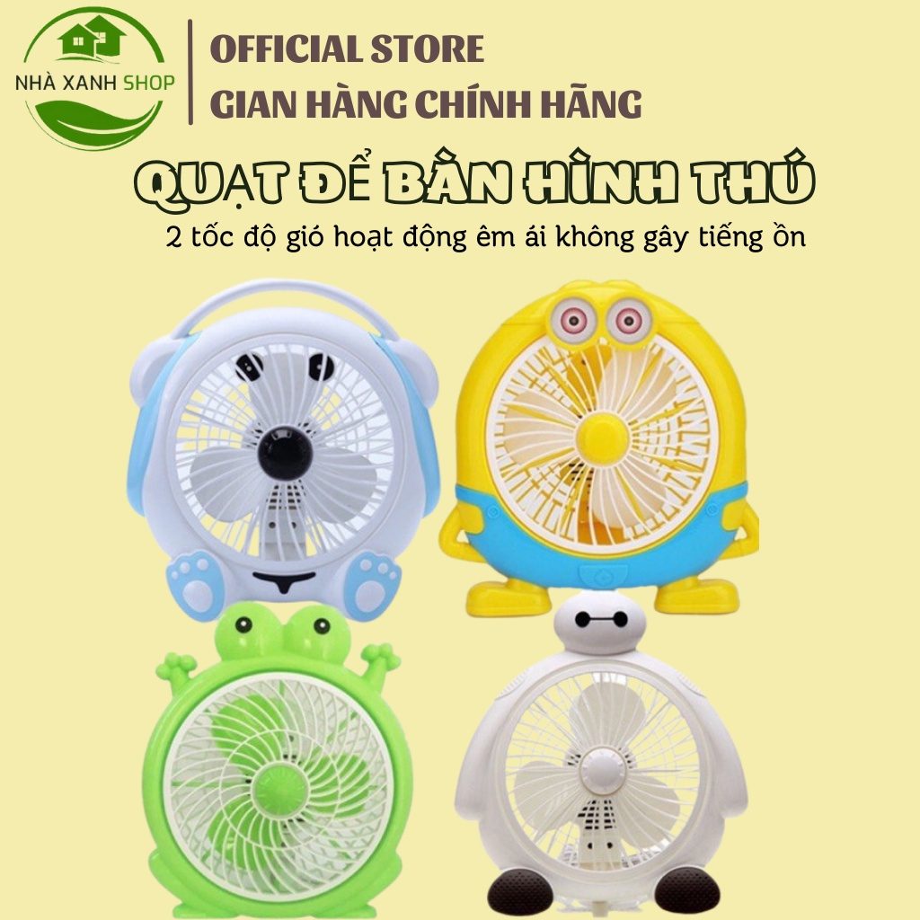 Quạt Mini Để Bàn Hình Thú Ngộ Nghĩnh, Quạt Để Bàn Cắm Điện 220V 2 Chế Độ Gió Giải Nhiệt Mùa Hè, Siêu Tiện Dụng