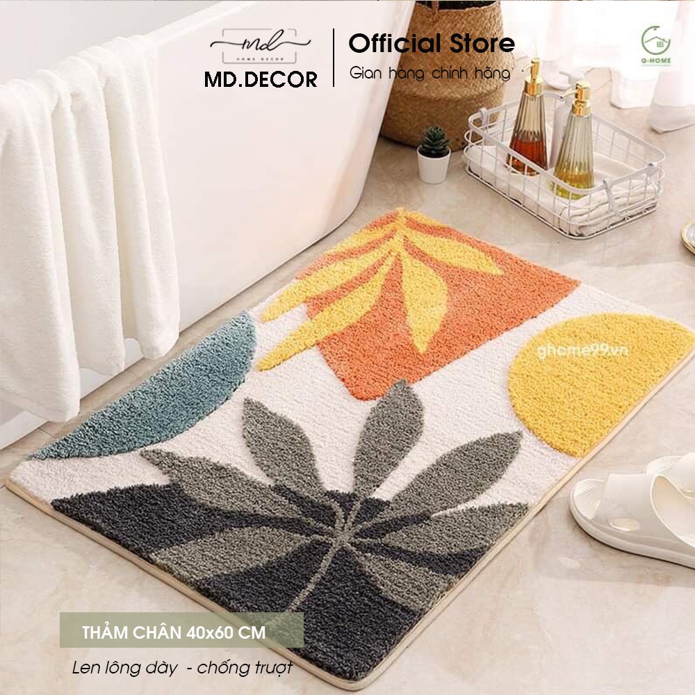 Thảm lót cửa chùi chân MD.Decor - Bedding thấm hút tốt chống trượt dành cho phòng tắm/ phòng ngủ nhiều mẫu họa tiết xinh