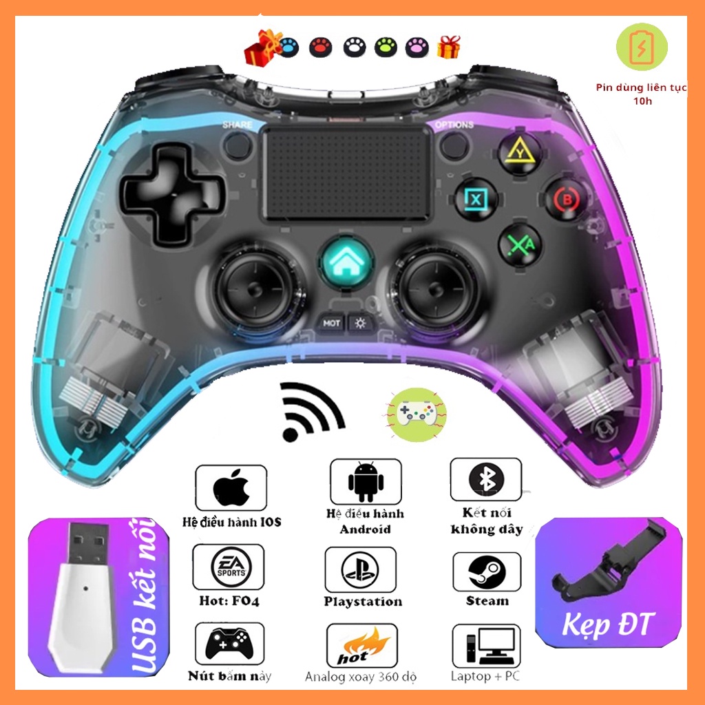 Tay Cầm Chơi Game Fifa Online 4 P05 LED - Tay cầm xbox Tương thích đa nền tảng, Kết nối không dây cho máy tính, Laptop