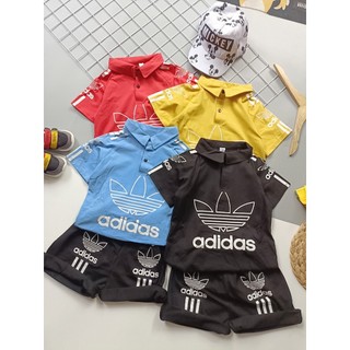 Đồ bộ bé trai, set bộ bé trai áo thun cổ trụ adidas 25-35kg