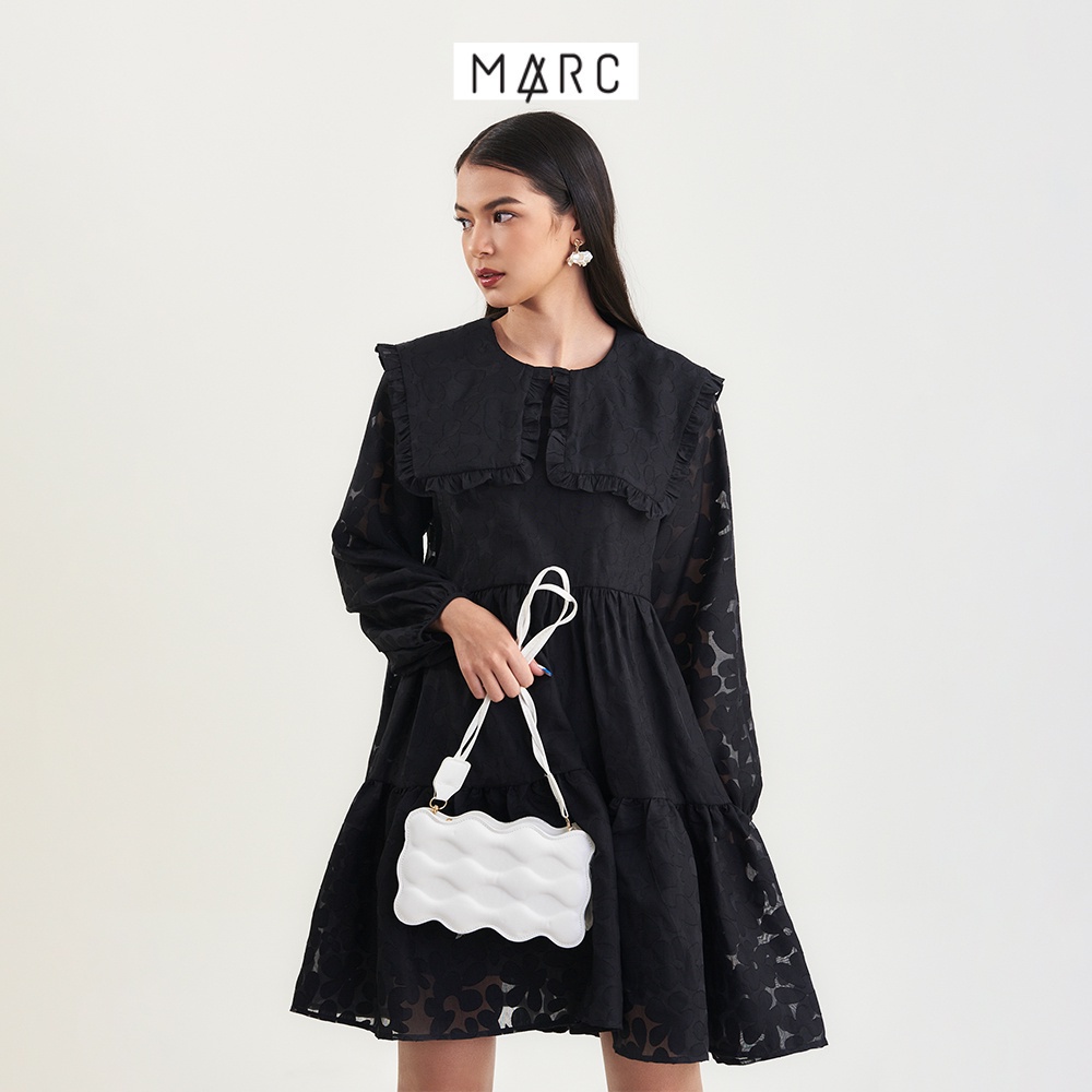 [Mã FATRENDAUG giảm đến 30k tối đa 99k] Đầm nữ MARC FASHION sheer hoa babydoll lá cổ bèo FAVH014422