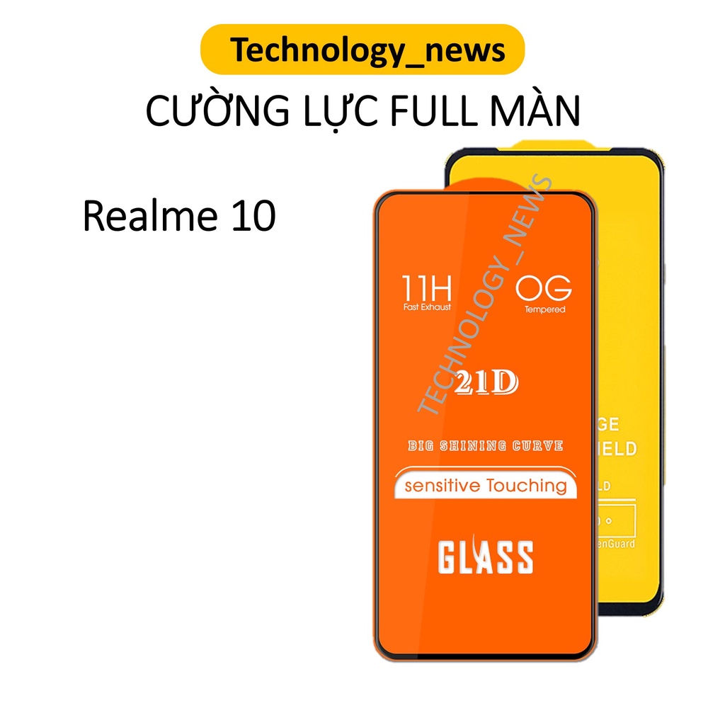 Cường lực full màn Realme 10 dán bảo vệ kính màn hình điện thoại, tặng kèm giấy lau