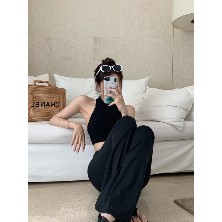 QADCOL Áo Hai Dây Ngắn Hở Lưng Màu Trắng Quyến Rũ Thời Trang Mùa Hè Cho Nữ