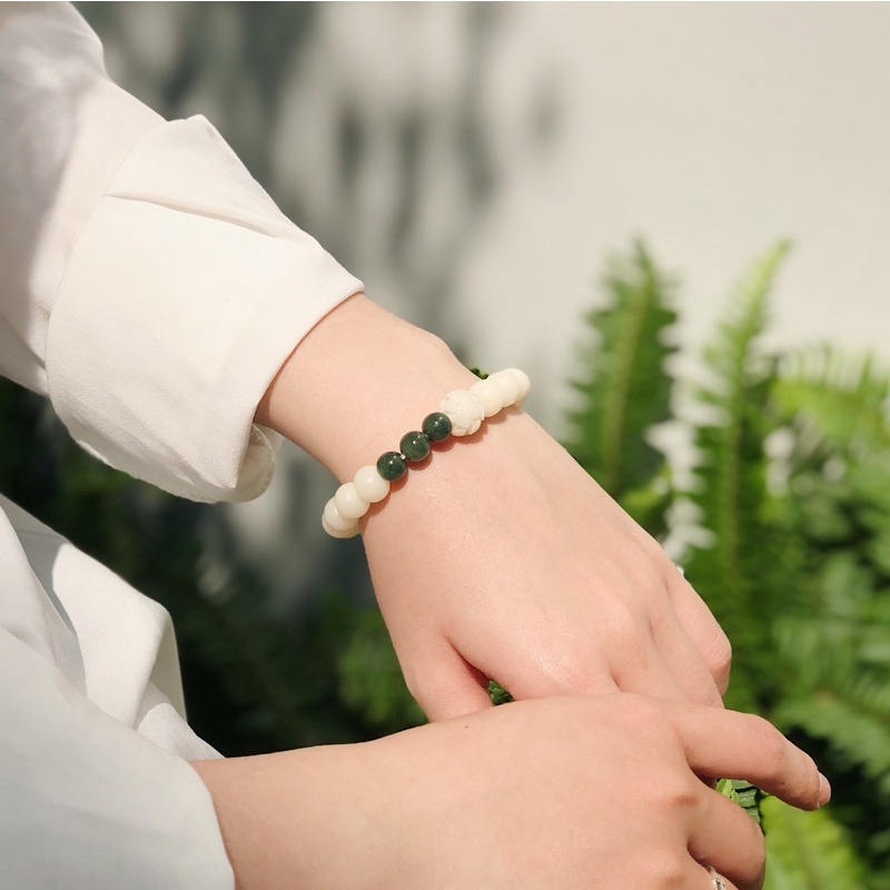 Vòng tay hạt Bồ Đề Lá Bối mix Đá năng lượng nhẹ nhàng - Bình An - phong thuỷ