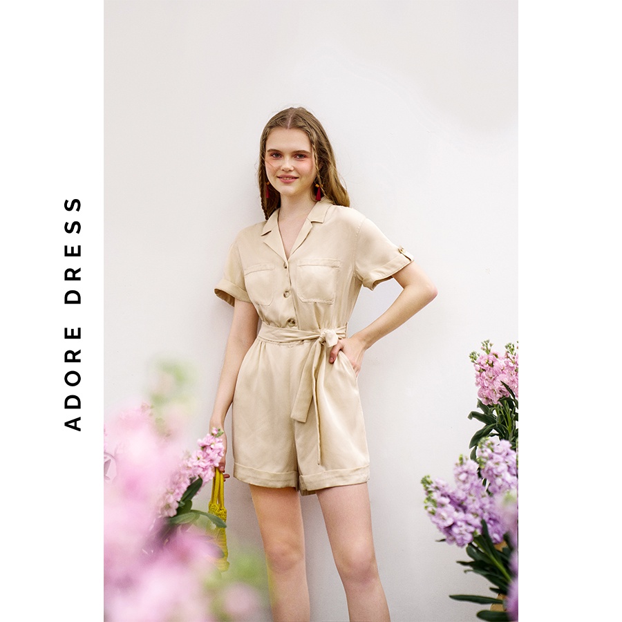 Jumpsuits thô mềm màu nâu tây và be  3ASJS1032 ADORE DRESS