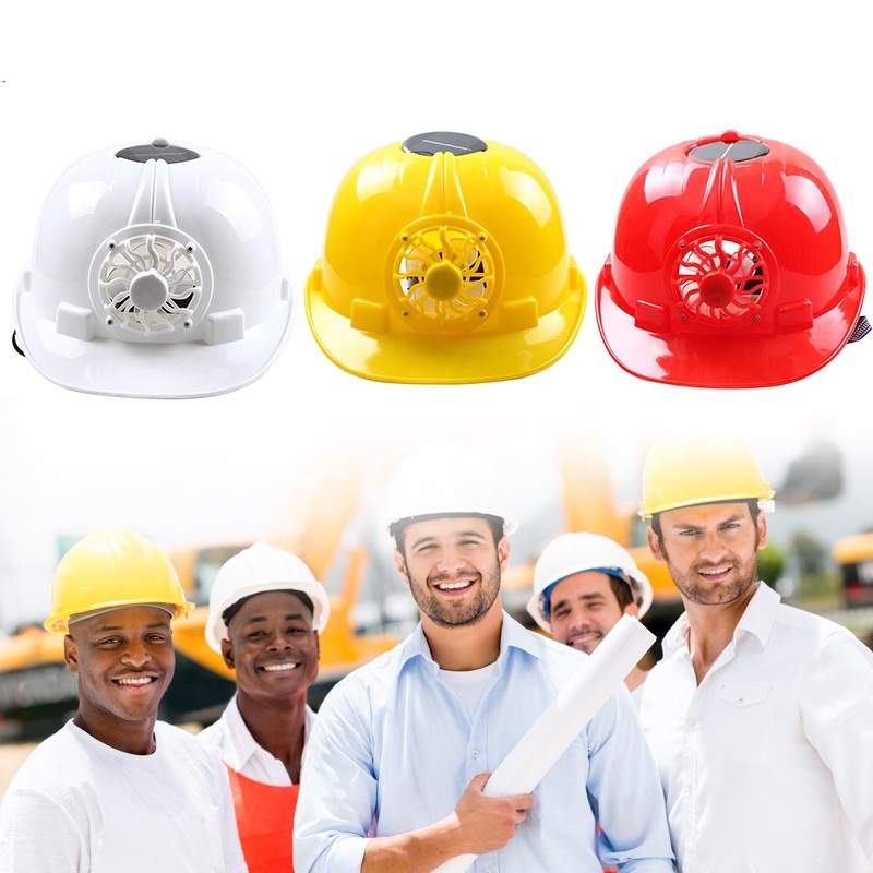 Mũ xây dựng, mũ bảo hộ lao động có quạt làm mát năng lượng mặt trời, mũ bảo hộ công nhân cao câp