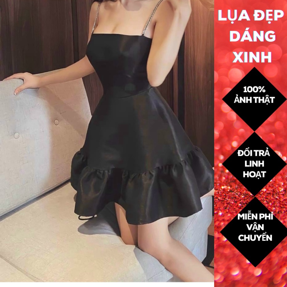 (Fom: <55kg) Đầm Đen 2s Tafta Váy Công Chúa Nữ Tính, Đầm Công Chúa, Dự Tiệc, Thường Ngày, Ăn Cưới, Dã Ngoại JL10