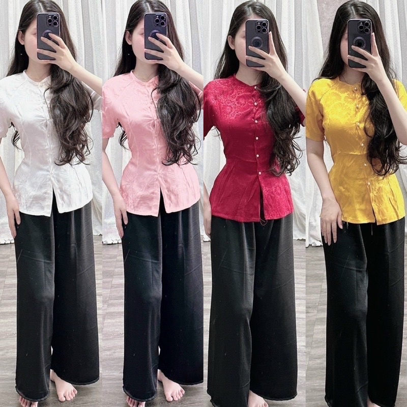 Set lụa bà ba tay dài quần suông loại đẹp kieunhi04