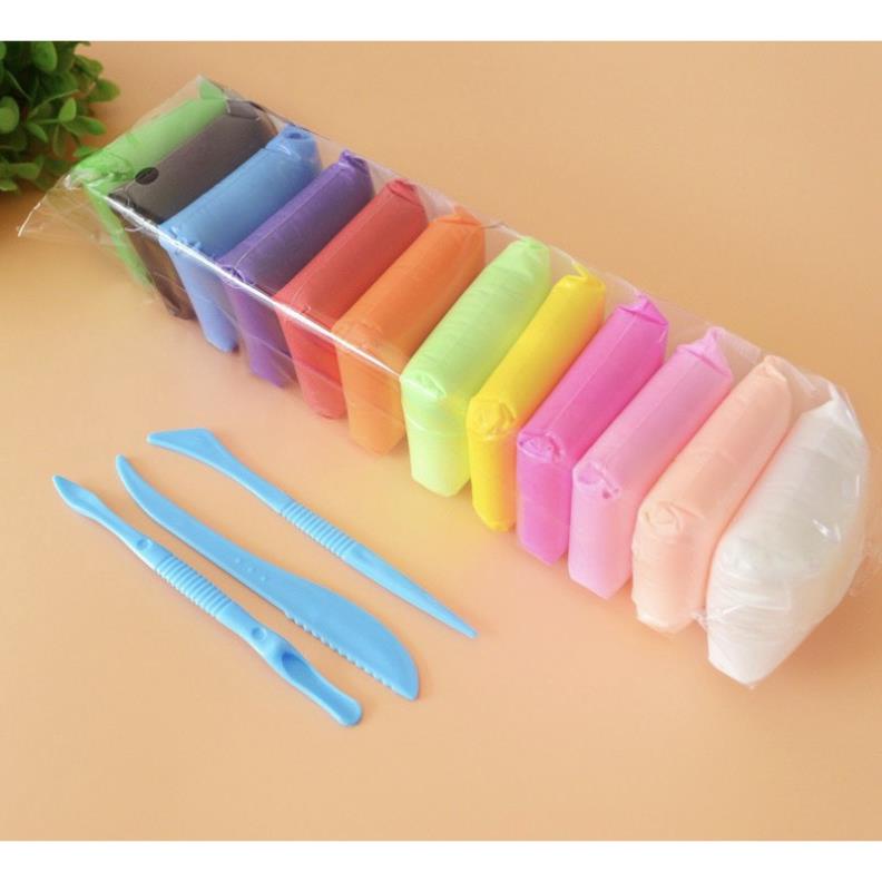 Đất sét tự khô Nhật 12/36 màu an toàn nặn hình cao cấp siêu nhẹ dành cho bé làm butter slime trang trí
