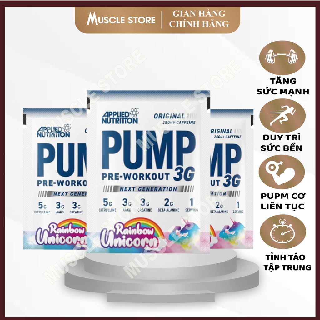 Sample PUMP 3G - Pre Workout - Applied Nutrition  Sản Phẩm Hỗ Trợ Tăng Sức Mạnh, Tập Trung Tỉnh Táo Luyện Tập .