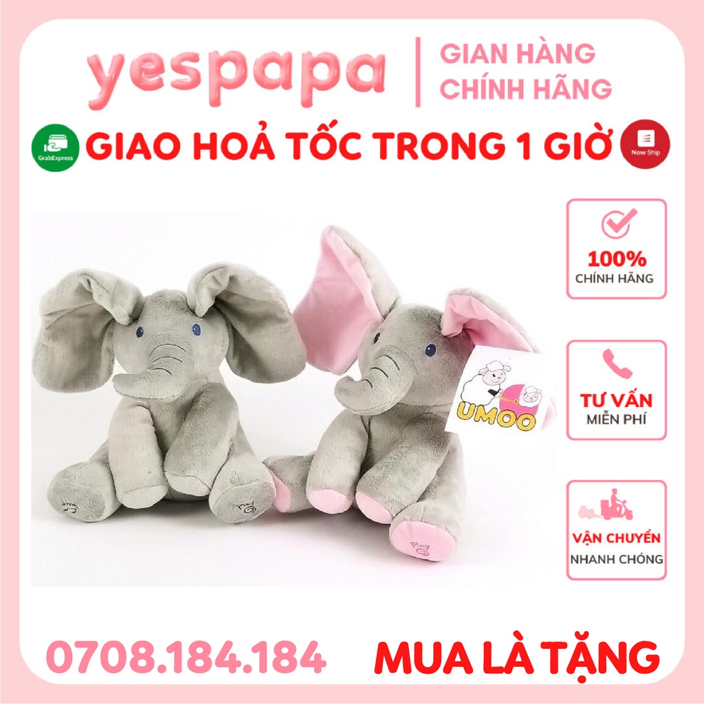Chính hãng - Voi ú òa xám, Voi ú òa hồng Umoo PekaBOO biết hát,vẫy tai cực yêu cho bé