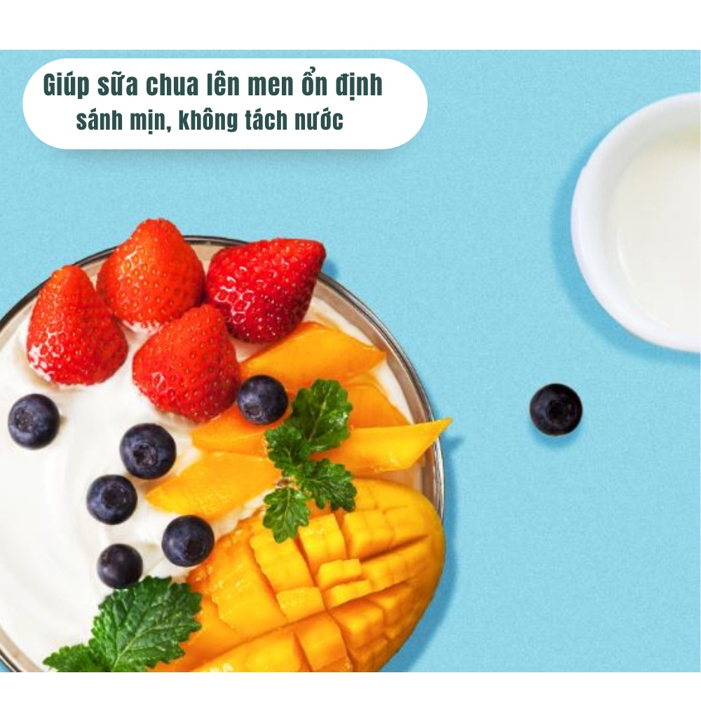 Gói lên men sữa chua giúp sữa chua lên men nhanh, đều sánh mịn, không bị tách nước