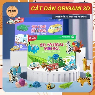 Đồ chơi gấp giấy thủ công 3d origami theo chủ đề cho bé tư duy an toàn không dùng kéo