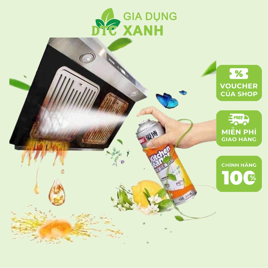 Bình Xịt Bọt Tuyết Tẩy Rửa Siêu Sạch Màu Cam Kitchen Cleaner Nhà Bếp 500ml, Bình Xịt Tẩy Rửa Đồ Dùng Nhà Bếp Siêu Sạch