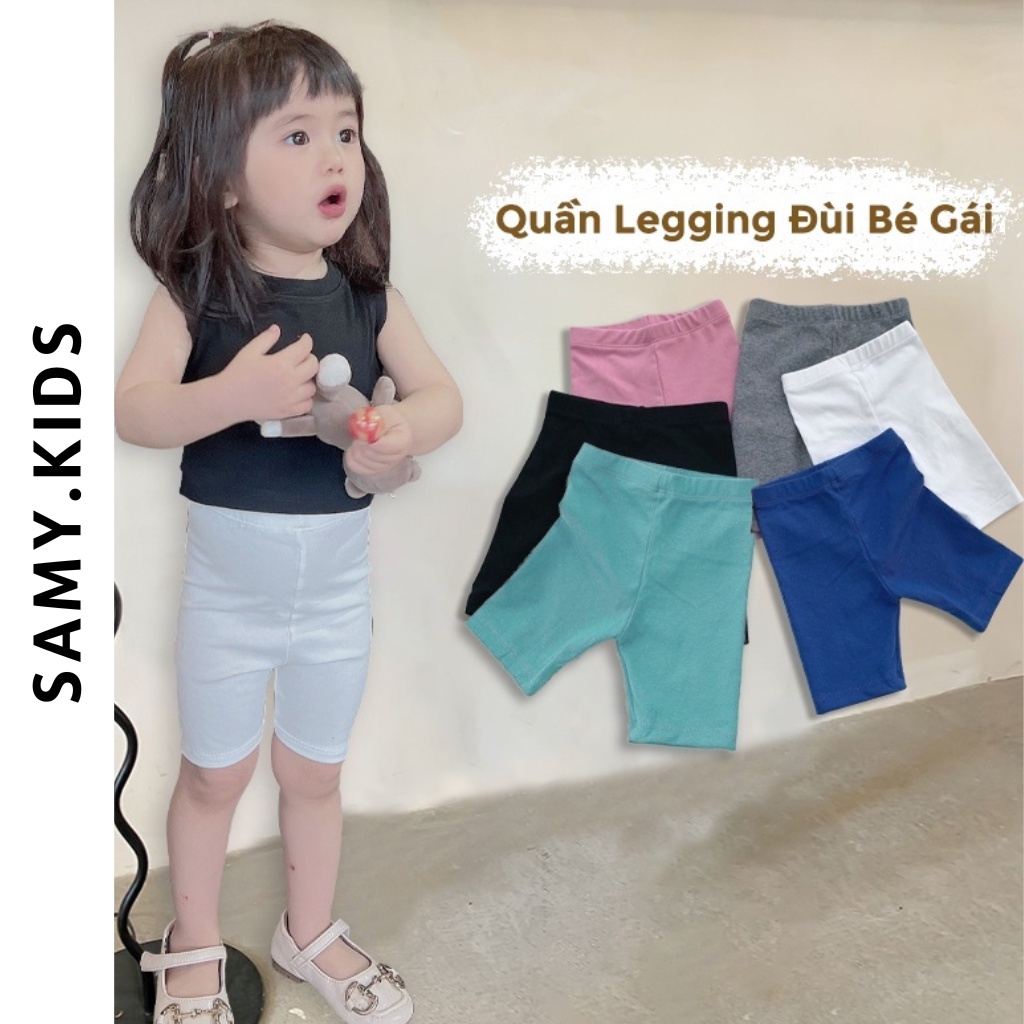 Quần legging đùi bé gái bé trai, quần lửng leggings dáng ôm chất zip tăm cạp cao - Samy Kids