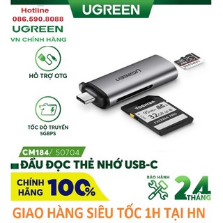 Đầu đọc thẻ nhớ sd/tf chuẩn usb type c ugreen 50704 - hàng chính hãng
