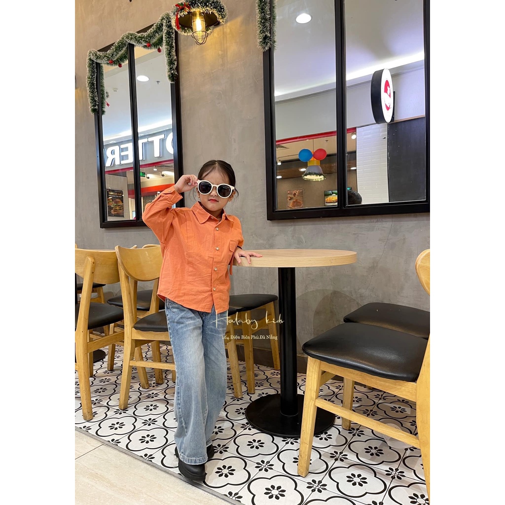(N) Áo sơ mi cam 1 túi nắp, dây túi K061