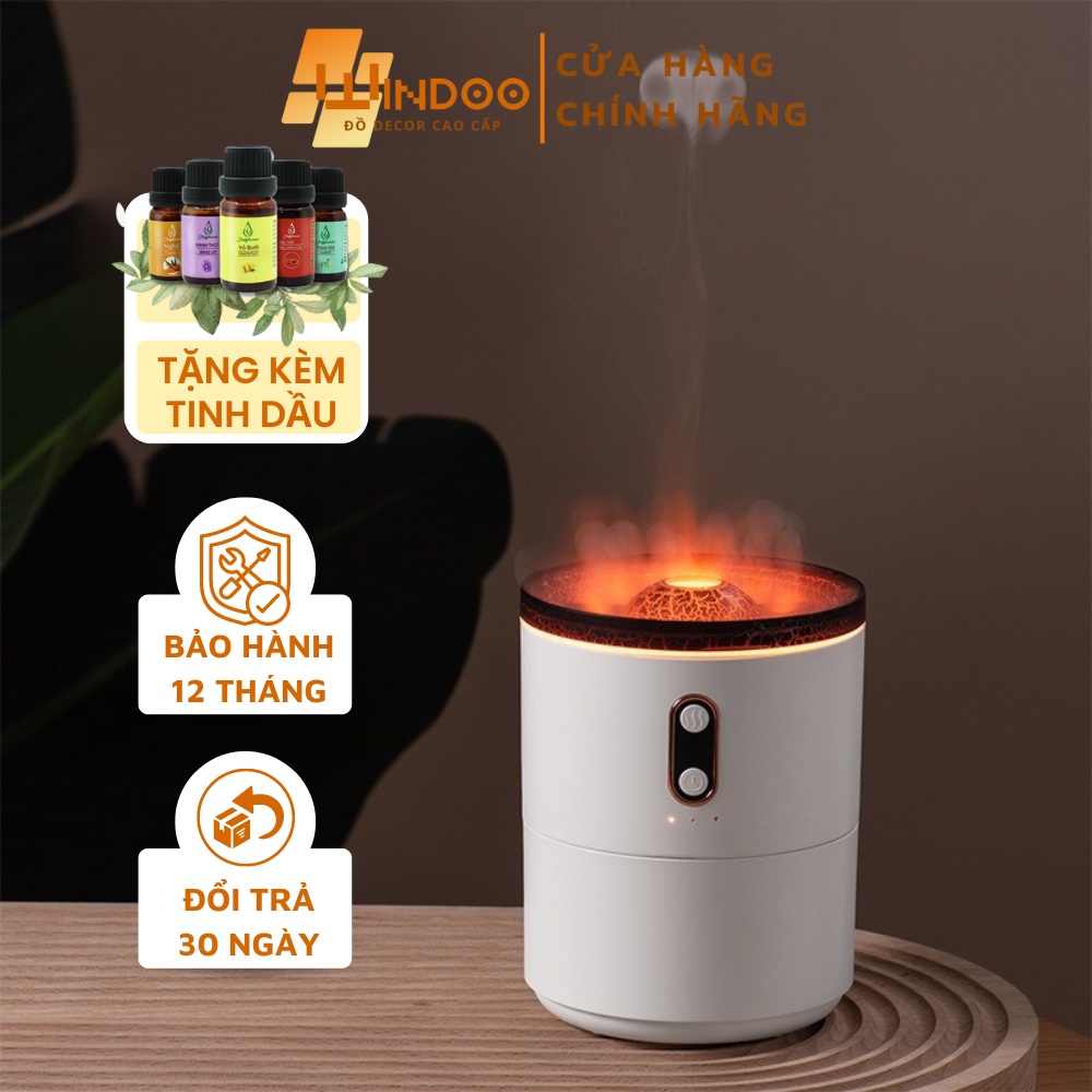 Máy phun sương xông tinh dầu tạo ẩm không khí mô phỏng miệng núi lửa và con sứa có đèn ngủ để bàn