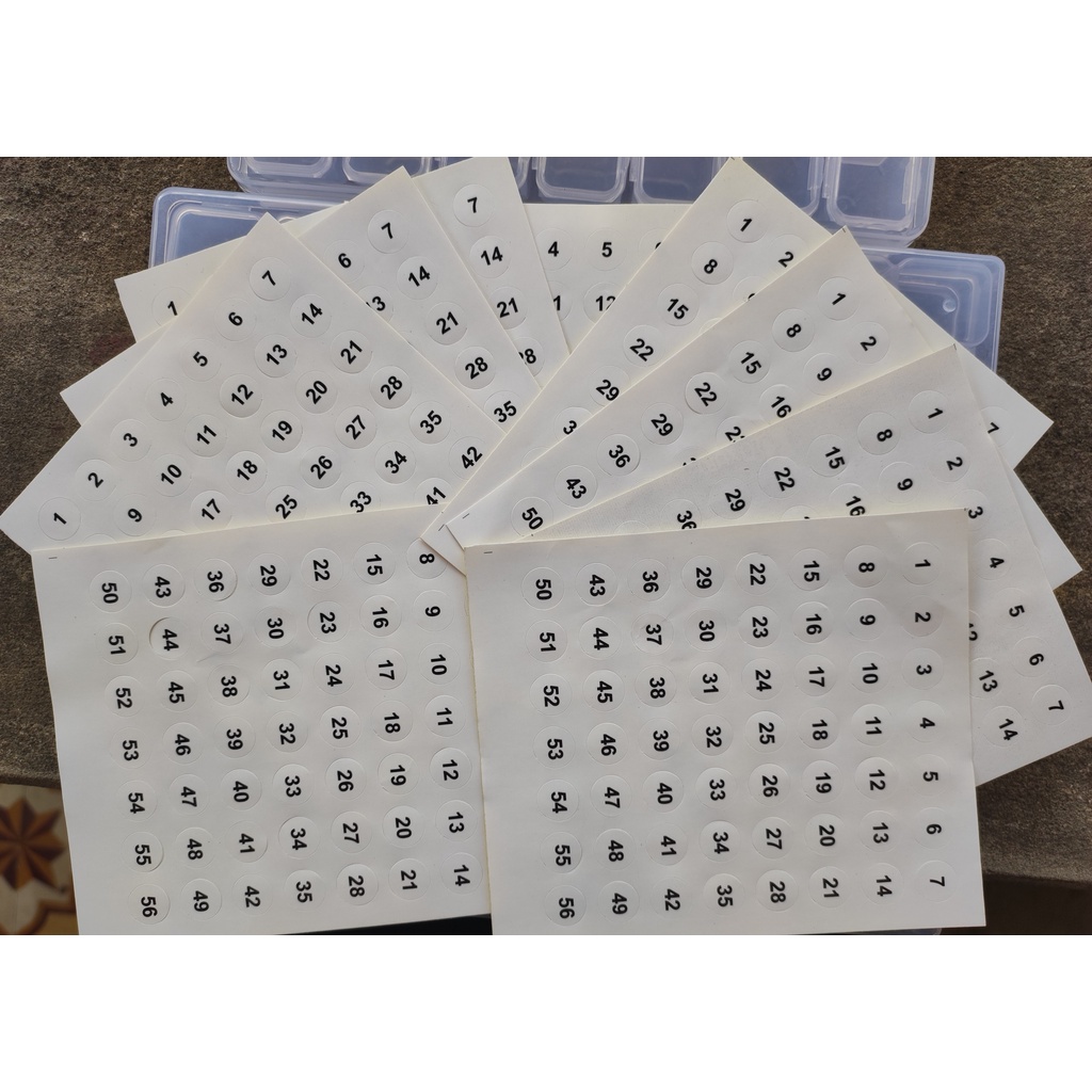 Nhãn dán số phụ kiện (1 đến 56)
