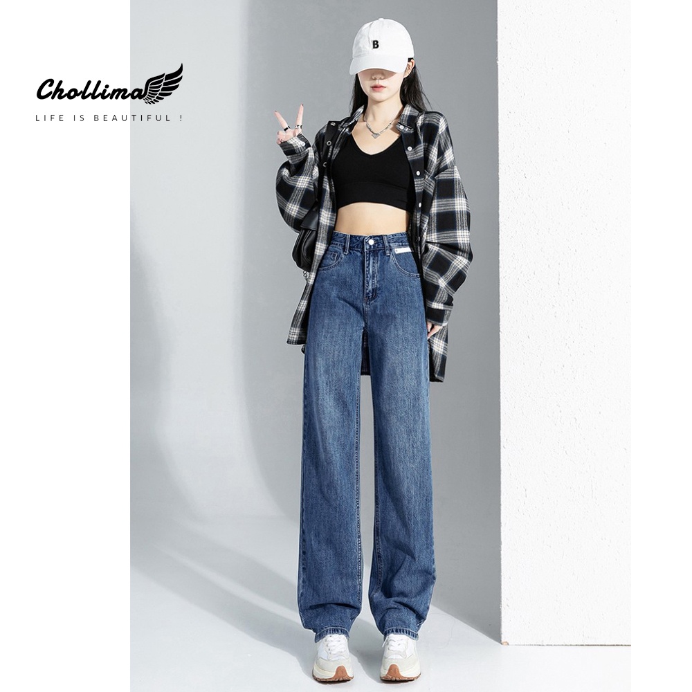 Quần jeans nữ Chollima ống rộng SIMPLE JEAN hoạ tiết da trắng cá tính QD258 ulzzang phong cách hàn quốc | BigBuy360 - bigbuy360.vn