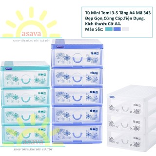 Tủ nhựa mini để bàn 3 tầng, 4 tầng, 5 tầng tomi - cỡ a4, nắp bằng, đẹp gọn, gia dụng asava.