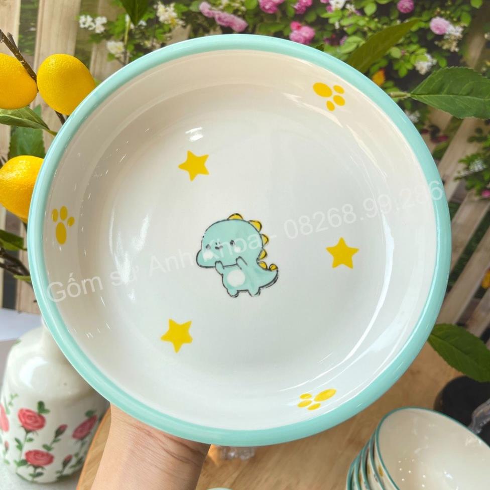 Siêu Sale -Bát Đĩa Gốm Sứ Decor Bộ Bát Đĩa Bát Hình Khủng Long xinh yêu cho bé, Bát Ăn Cơm Chén Dĩa Dễ Thương Bát Cho Bé