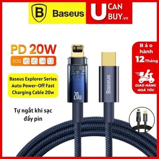 Cáp sạc nhanh Baseus Tự Ngắt 20W Gen2 Baseus Explorer Series cho sp táo