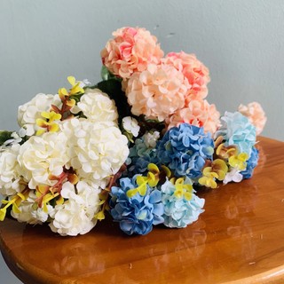 Hoa giả, bó hoa lụa tú cầu dài 30cm trang trí nhà cửa, điểm bình hoa xinh tươi Flowermini TC-10
