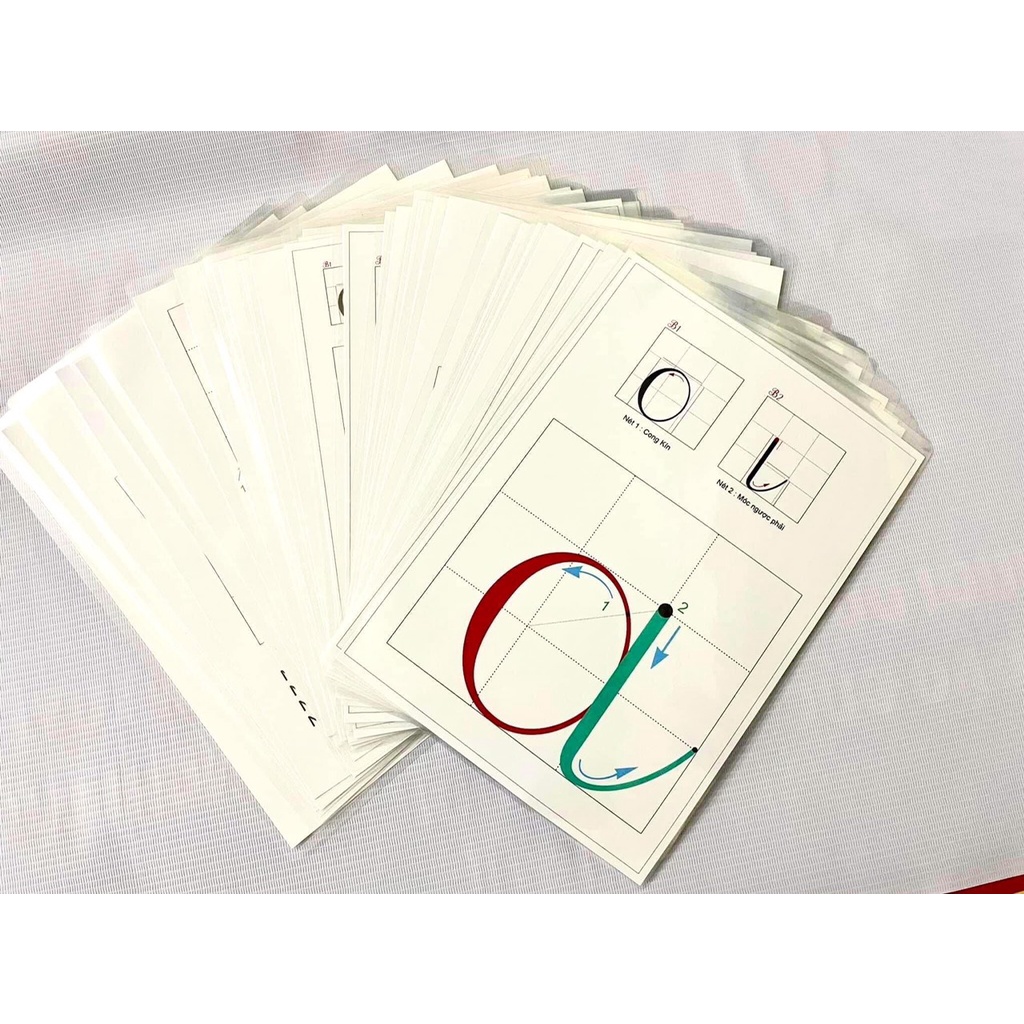 Bộ chữ cái chữ ghép khổ a4 chi tiết từng nét ( Ép Plastic)