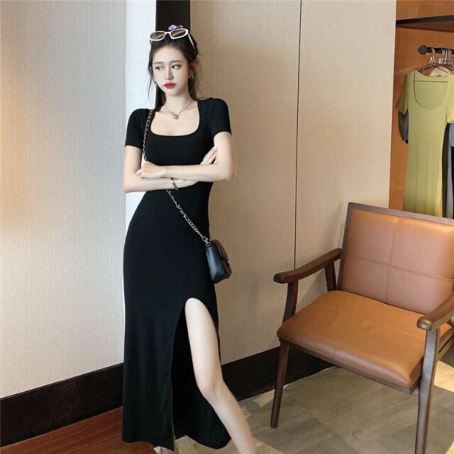 Đầm Len Ôm Body Montogi Cổ Tròn Xẻ Đùi Gợi Cảm Hàng Quảng Châu | Vui Vẻ Shop