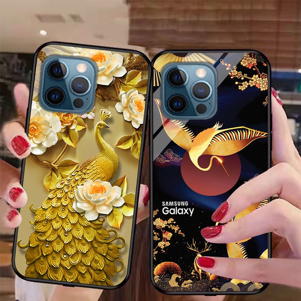 Ốp điện thoại mặt kính iphone 12 Pro / ip 12 Pro max rồng phượng ngựa đẹp