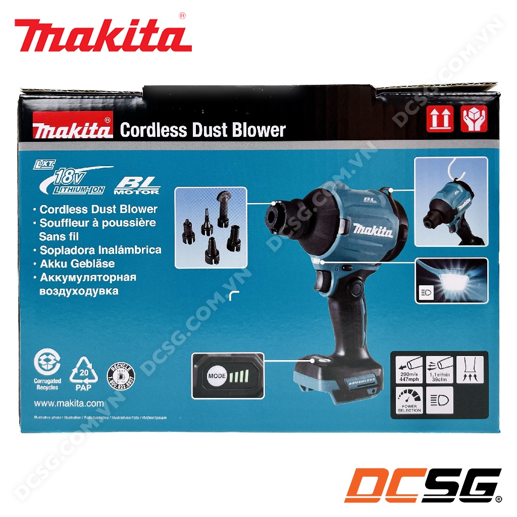 Máy thổi bụi dùng pin BL/18V Makita DAS180Z (thân máy) | DCSG