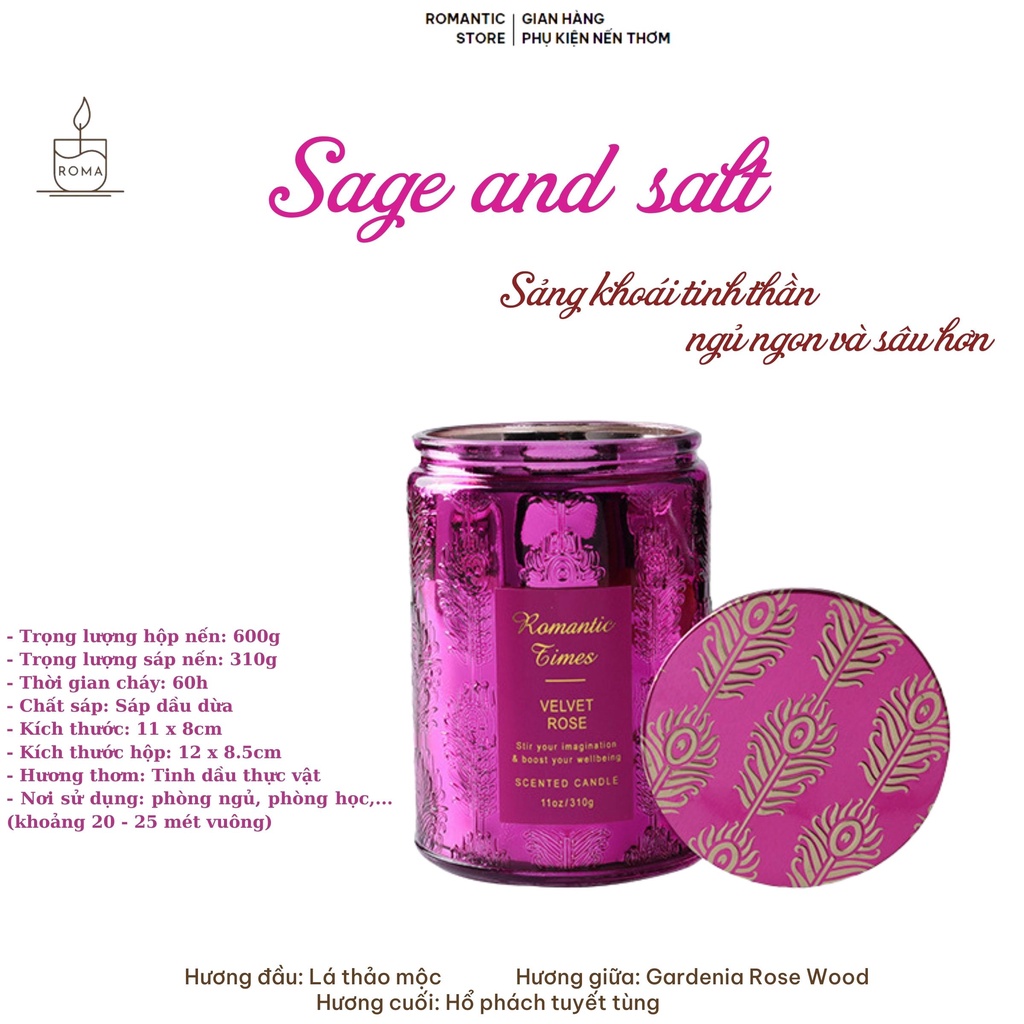 Nến Thơm Tinh Dầu Không Khói Hương Tự Nhiên Nến Ba Tầng Hương Romantics Times Trang Trí Quà Tặng Candle cup 600g